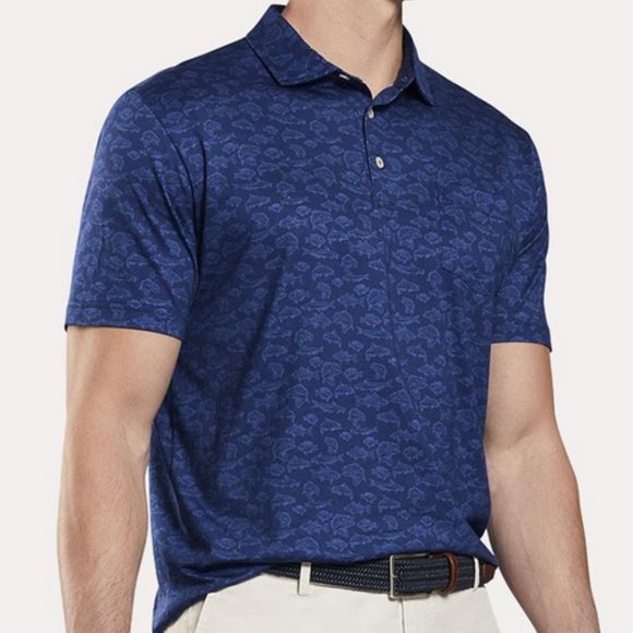 Peter Millar Other - Peter Millar Mens Seaside Aqua Cotton Waterway Polo Stretch Comfort Fish Top XXL
